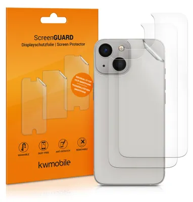 Produktbild von kwmobile 3x Schutzfolie Rückseite kompatibel mit Apple iPhone 13 mini - Folie Backcover Smartphone - Handyfolie transparent