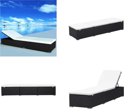 Produktbild von vidaXL Sonnenliege mit Auflage Poly Rattan Schwarz - Sonnenliege - Sonnenliegen - Rattanliege - Rattanliegen