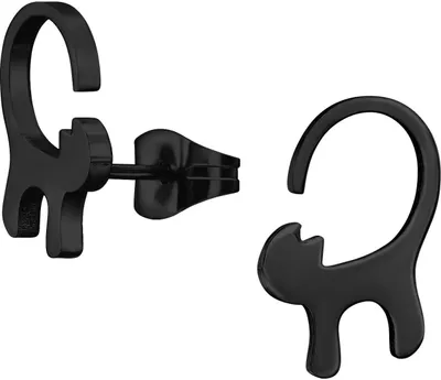 Produktbild von Ohrringe Ohrstecker 316L Chirurgenstahl Katze in verschiedenen Farben Farbe - Schwarz