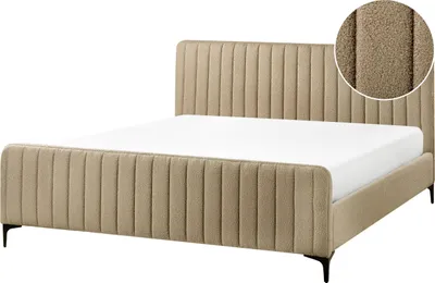 Zdjęcie produktu dla BELIANI Łóżko beżowoszary boucle tapicerowane 180 x 200 cm pikowane wezgłowie metalowe nogi nowoczesny design