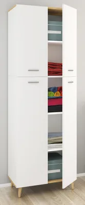 Produktbild von VCM Holz Kleiderschrank | 5 Fächer | Maße: H. 240 x B. 70 x T. 39 cm | 4 Drehtüren | Mehrzweckschrank | - Landos