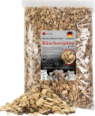 Produktbild von Moritz 1kg Räucherspäne Buche mit Nelke grob 6 -12 mm Räuchern I Kalträuchern von Fisch Fleisch Wurst Käse Gemüse auch für BBQ I Grill - Räuchermehl