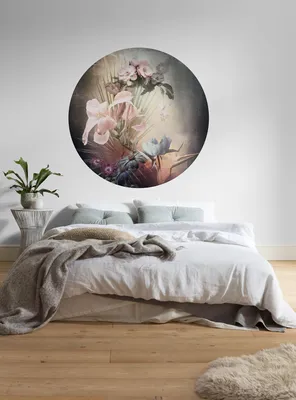 Produktbild von Komar Vlies Fototapete rund und selbstklebend "Flemish Flowers" - Größe: 125 x 125 cm (Breite x Höhe) - 1 Stück