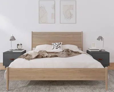 Produktbild von The Living Store Nachttische 2 Stk. Grau 40x34x35 cm Massivholz Kiefer