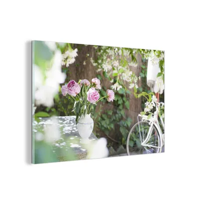 Obrázok produktu pre MuchoWow® Sklenené obrazy - Obrazy na stenu - Foto na skle Váza v záhrade 90x60cm Nástenná dekorácia zo skla - akrylový sklenený obraz - akrylové obrazy