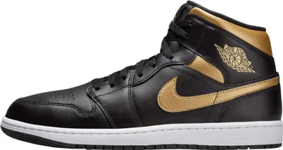Produktbild von Nike Air Jordan 1 Mid "Black Metallic Gold" Schwarz/Gold, Größe: 45,5