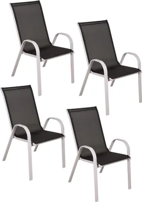 Produktbild von Gartenstuhl 4er Set SONJA - Kunststoff, Schwarz | Stapelstuhl Wetterfest Gartenstühle Outdoor Essstühle