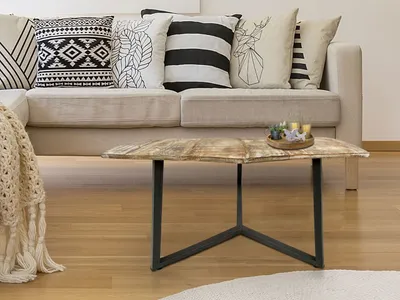 Produktbild von Soma Beistelltisch 56 x 47 cm nachhaltig Wohnzimmer Tisch Couchtisch Nizza Metall-Gestell schwarz - weiß altsilber - weiß gekälkt