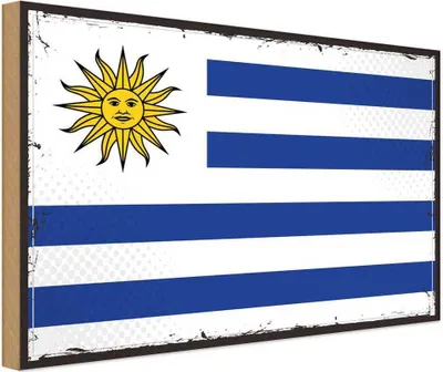 Produktbild von vianmo Holzschild 12x18 cm Uruguays Uruguay Flagge Fahne Wappen