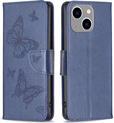 Produktbild von iPhone 14 Plus Hülle - Coverup Schmetterlinge Klapphülle - Blau