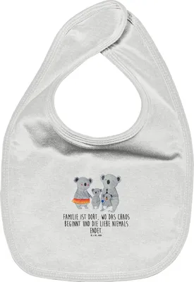 Produktbild von Mr. & Mrs. Panda Stofflätzchen Koala Familie - Weiß - Geschenk, Lätzchen Für Babys, Kinder, Muttertag, Babylätzchen, Baumwoll, Sabberlätzchen, Mama, Schlabberlätzchen