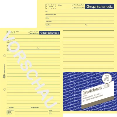 Produktbild von Avery Zweckform 1018, Gesprächsnotiz, gelb, A5, 50 Blatt