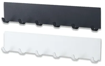 Schlüsselhalter 2er Set, 6 Haken, selbstklebend, schwarz/weiß