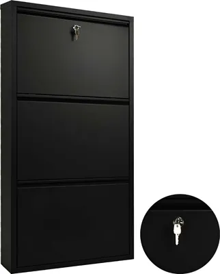 Obrázok produktu pre Skye Decor, Primo 3 - Black, skriňa na topánky, čierna, 100 % KOV, 50 x 15 x 104 cm