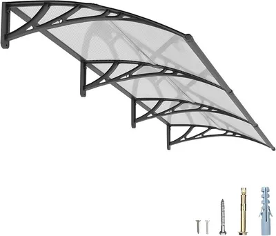 Productafbeelding van Overkapping voor voordeur, 100x300 cm, UV-bestendige overkapping voor voordeur, gemaakt van polycarbonaat – beschermt tegen regen en sneeuw, geschikt voor terras, veranda en ramen