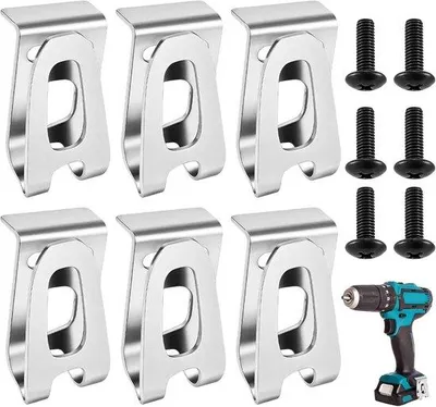 Immagine prodotto di 6 fermacintura in acciaio, fermacintura di ricambio color argento, fermacintura per utensili elettrici, con viti, adatti per XFD01, XFD07D, DTD144, DTD144Z
