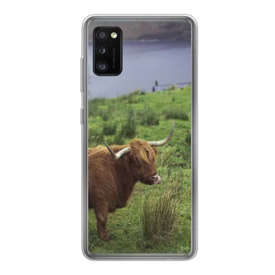 Produktbild von MuchoWow® Handyhülle Schutzhülle Hülle für Samsung Galaxy A41 Schottische Highlander - Gras - Wasser - Tiere Silikon Softcase Handy Hülle - Mobiltelefon