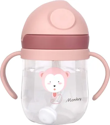 Zdjęcie produktu dla Kubek ze słomką dla niemowląt 250 ml Szczelny, bezpieczny, bezzapachowy, plastikowy kubek dla maluchów do domu, podróży, różowy