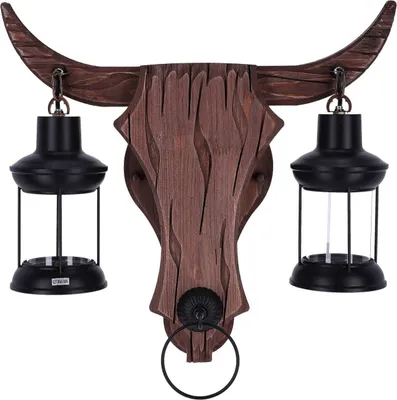Produktbild von TIBU Wandleuchte Innen aus Holz Vintage Wandlampe Retro Wohnzimmer Esszimmer E27 2 flammig