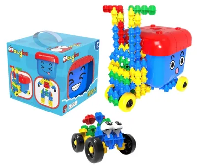 Produktbild von Molyka Blue Box Konstruktionsbausteine – 158 Teile (5 Farben, ab 1,5 cm, BPA-frei, mit 30 Bauanleitungen) – Motorik & räumliches Denken, ab 3 Jahren, CE & EN-71