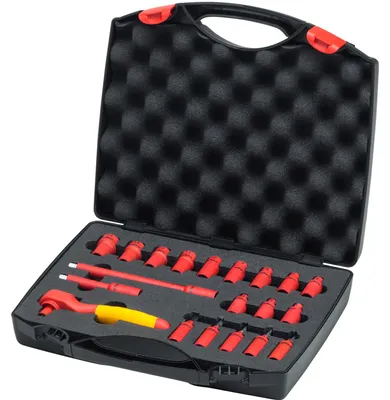 Productafbeelding van Wiha ratelsets, geïsoleerd, 1/4 inch, 21-delig.