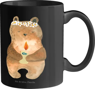 Produktbild von Mr. & Mrs. Panda Pott Bär Kommunion - Schwarz - Geschenk, Teetasse, Katholisch, Becher, Gottes Segen, Kaffeetasse, Teepott, Taufkerze, Tasse, Teddy