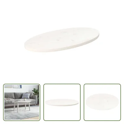 Produktbild von The Living Store Tischplatte Weiß 80x40x2,5 cm Massivholz Kiefer Oval