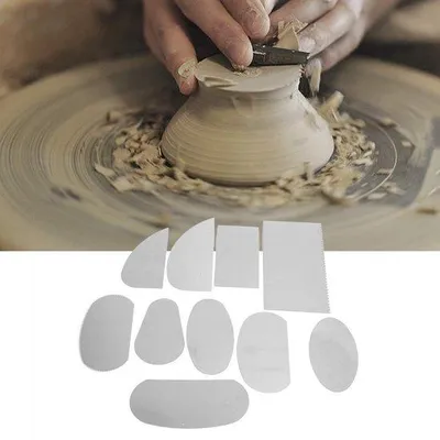 Productafbeelding van Set van 10 kunstsmidingsschrapers - RVS - Spatel voor beeldhouwers - Gereedschap voor sculpturen - Handgemaakt - Lichtgewicht - Ideaal voor beeldhouwers