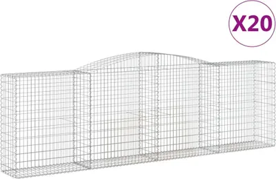 Productafbeelding van vidaXL Gabionen met boogvorm, 20 stuks, 400x50x120/140 cm, verzinkt staal
