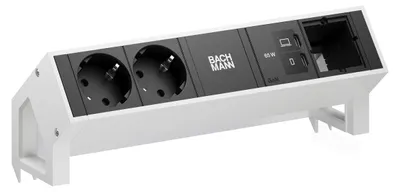 Produktbild von Bachmann Desk2 2Xcee7/3 1Xusb C/C 65W, 1Xcm L=0,2M Ral9010