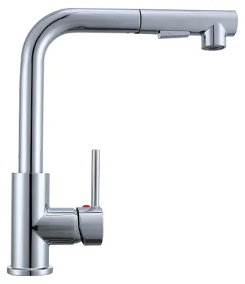 Produktbild von AICA L-förmiger Küchenhahn mit Ausziehbarer Brause 2 Strahlarten & Messingkern Chrom Spülarmatur