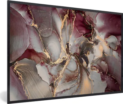 Produktbild von MuchoWow® Gerahmtes Poster Gold - Marmor - Lila 60x40 cm - Poster mit Schwarzem Bilderrahmen Wandposter Rahmen Foto Bilder - Printing - Wanddeko Schlafzimmer