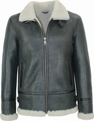 Produktbild von Jilani - Herren Lammfelljacke Lederjacke anthrazit-weiß : 58