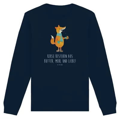 Produktbild von Mr. & Mrs. Panda Fair Fashion Pullover Fuchs Keks Größe M - French Navy - Geschenk, Baumwoll Sweatshirt, Sweater, Liebe, Winter, Frieren, Pulli, Weihnachten