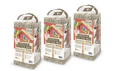 Produktbild von 3 x 9,5kg Delicia Energie Futter Mix, Streufutter für Vögel, Vogelfutter, Ganzjahres Futter, Wildvogelfutter mit Beeren, schalenfrei ohne Ambrosia