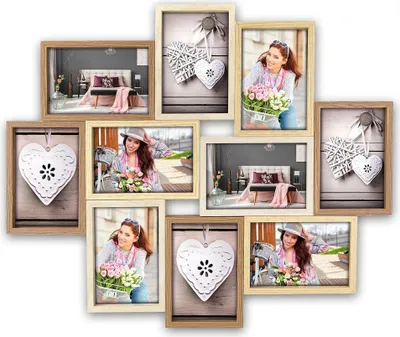 Produktbild von Holz Bilderrahmen Collage braun, beige, creme für 10x15 cm