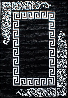 Image de Tapis de couloir pour salon, noir, 80x150 cm, motif méandres