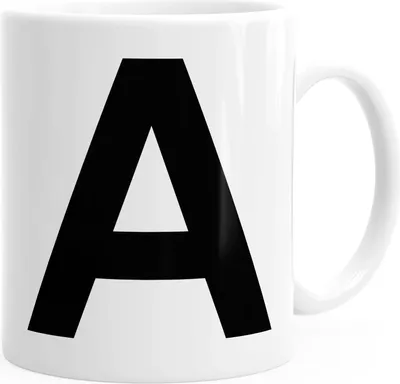Produktbild von Kaffee-Tasse Buchstaben Buchstabe Arial Bold glänzend Kaffeetasse Teetasse Keramiktasse MoonWorks® A weiß unisize