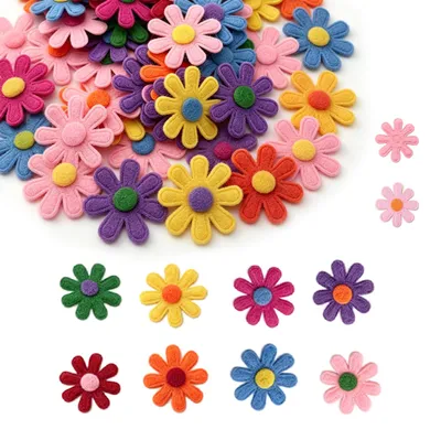 200 Filzblumen, 2,8 cm, bunt, zum Basteln und Dekorieren