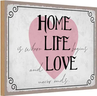 Produktbild von vianmo Holzschild 20x30 cm Home Life Love never ends Dekoration