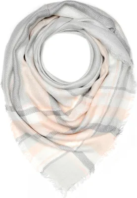 Produktbild von Damen Strickschal kariert Karo XXL Wollschal Oversized Winterschal Autiga® rosa-grau
