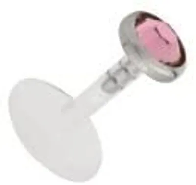 Produktbild von Labret Bioplast Lippen Piercing Aufsatz Titan Kristall Stein 3mm Flach -L. Rose FTAJ3F