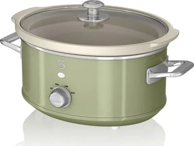 Produktbild von SWAN SF17021GNEU Retro Slow Cooker 3,5L, Antihaft-Keramisches PFOA- und PTFE-freies, Vintage Grün