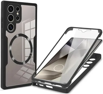 Image de Étui MagSafe pour Samsung Galaxy S24 Ultra - Coque intégrale Phonesta Slim Protect 360 Case protecteur d'écran - Noir