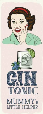 Produktbild von vianmo Holzschild 27x10 cm lustig Gin Tonic Mummy´s Helper Witz Humor Spaß