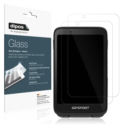 Produktbild von 2x Schutzfolie für igpsport BiNavi - Anti-Shock 9H Folie dipos Glass Kunststoffglas