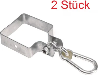 Produktbild von Premium Schaukelhaken mit Karabiner für Vierkantbalken 90x90 mm 2 Stück
