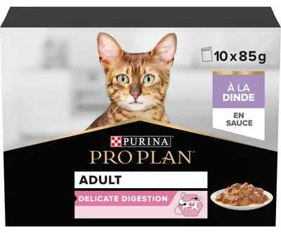 Productafbeelding van Purina Pro Plan Delicate Digestion, 10 porties van 85g, natvoer voor katten met kalkoen in saus