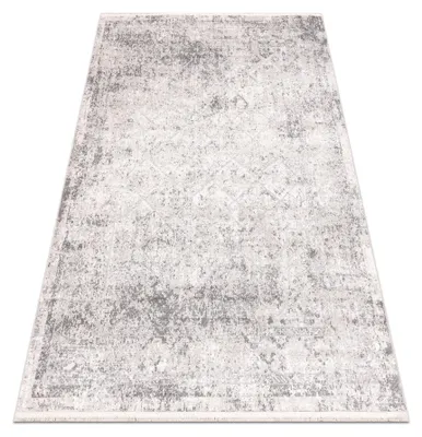 Image de Tapis moderne DISTIN 0200A gris / gris clair / blanc - Losangos, cadre, vintage, franges gris 200x290 cm