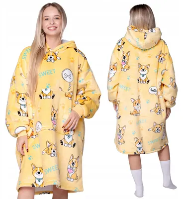Produktbild von Oversize Deckenpullover XXL - Kuscheldecke mit Ärmeln - Fleece Hunde Hundemuster